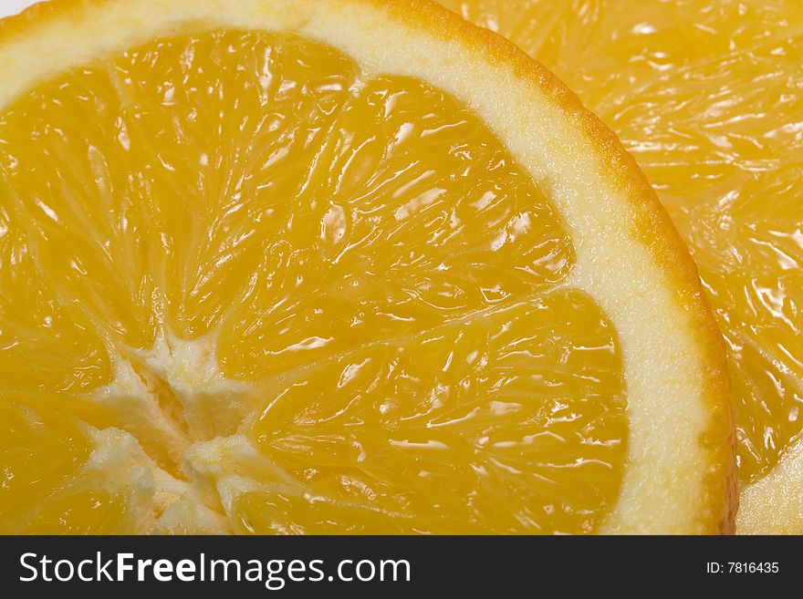 Macro foto of ripe fresh orange slice
