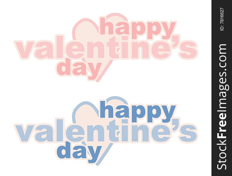 Happy Valentine's text in pink and blue. Happy Valentine's text in pink and blue.