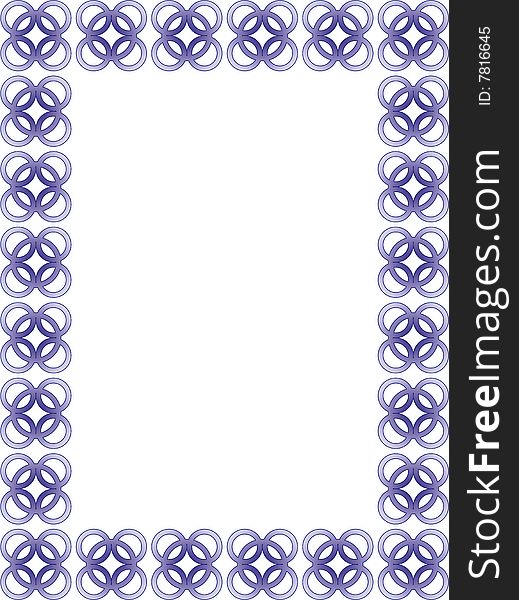 Delicate frame made of many groups of five merged circles filled with bluish gradient and rimed by dark blue border. Frame isolated over white background. Vector graphic designed as a photo frame or decorative ornament. Delicate frame made of many groups of five merged circles filled with bluish gradient and rimed by dark blue border. Frame isolated over white background. Vector graphic designed as a photo frame or decorative ornament.