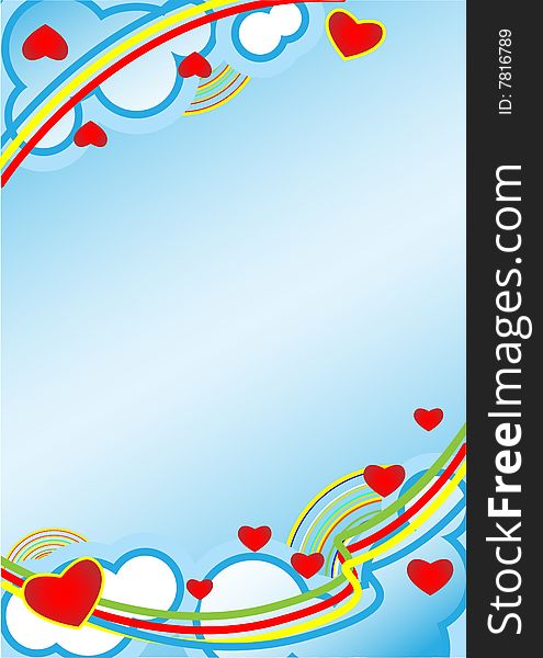 Heart and a rainbow in the clouds. Vector illustration. Heart and a rainbow in the clouds. Vector illustration.