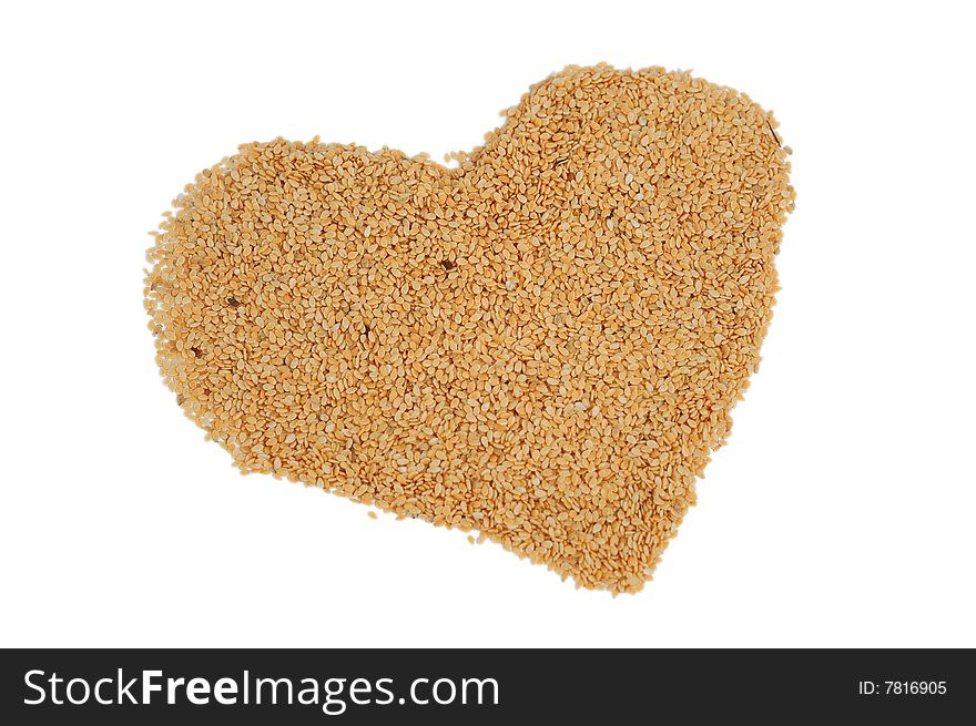 isolated sesame heart ingredient food