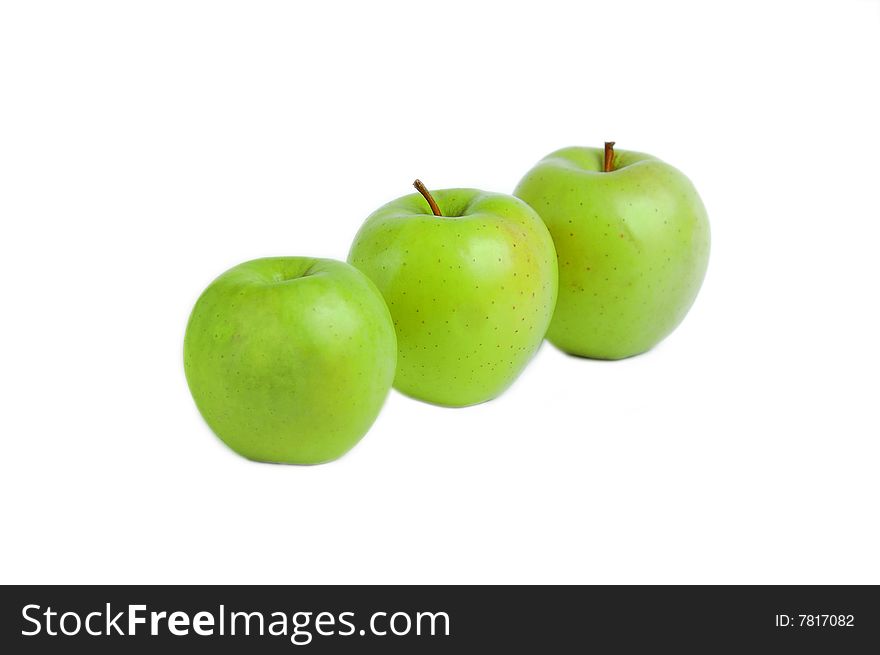 Isolated on white green apples