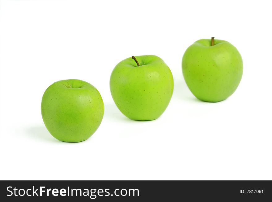 Isolated on white green apples. Isolated on white green apples