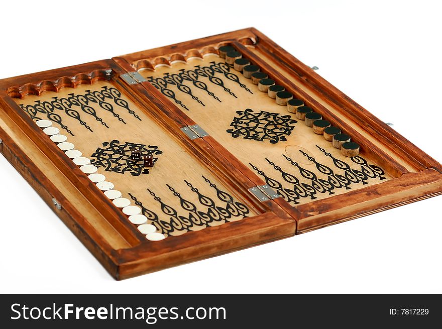 Wooden Handmade Backgammon Board With Chips