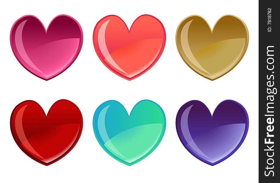 Vector illustration of beautifull hearts icon set. Ideal for Valetine Cards decoration.