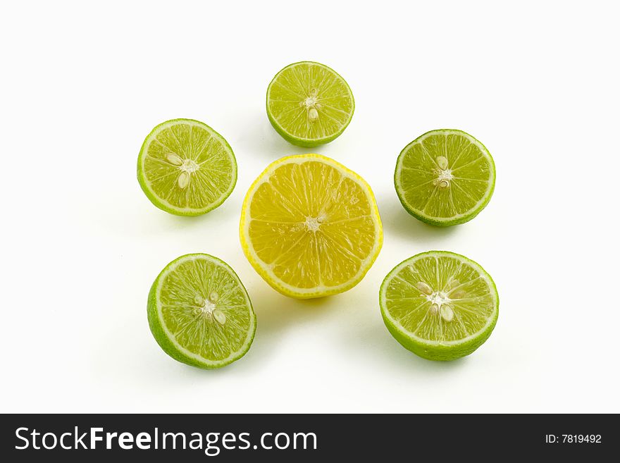 Yellow and green lemon pieces