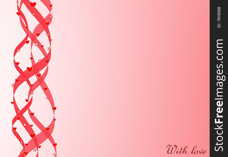 A card for St. Valentine's Day on a pink gradient background. A card for St. Valentine's Day on a pink gradient background