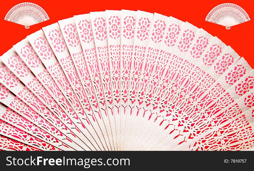 Folding Chinese bamboo fans opened up.

 The Chinese bamboo fan is traditional handicrafts in China, making is very exquisite