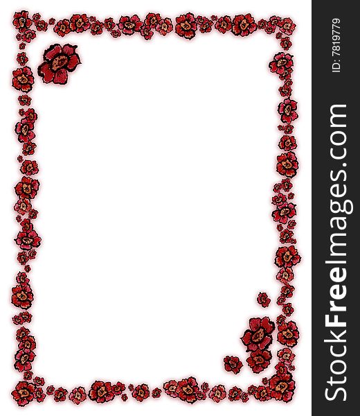 Background frame from hand painted flowers isolated on white. Background frame from hand painted flowers isolated on white