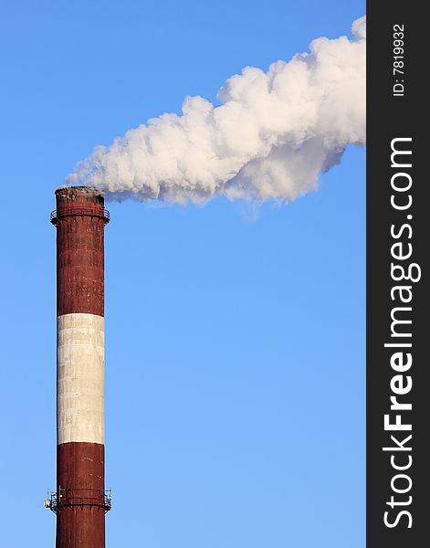 Power plant pollution on blue sky background. Power plant pollution on blue sky background