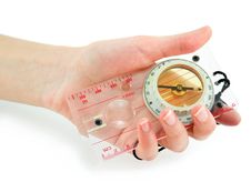 Female Hand Holds Transparent Liquid Compass Royalty Free Stock Photography Female Hand Holds Transparent Liquid Compass Royalty Free Stock Photography