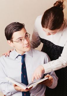 A Woman Showing Something Ot A Man Royalty Free Stock Photos A Woman Showing Something Ot A Man Royalty Free Stock Photos