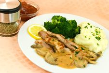 A Grilled Top Sirloin Steak Of Pork.. Chopped,with Stock Photo A Grilled Top Sirloin Steak Of Pork.. Chopped,with Stock Photo