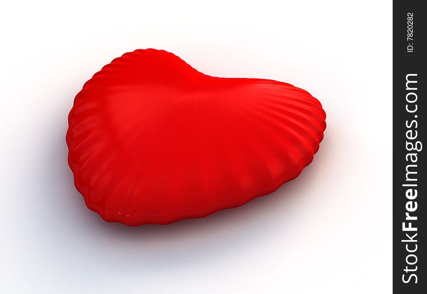 Red heart 3d on white background
