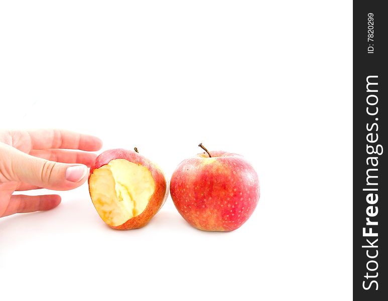 Red apple and hand