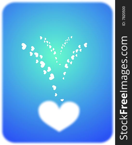 Illustration of  firework from the heart at blue background