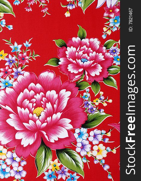 Red Floral vintage Chinese silk. Red Floral vintage Chinese silk