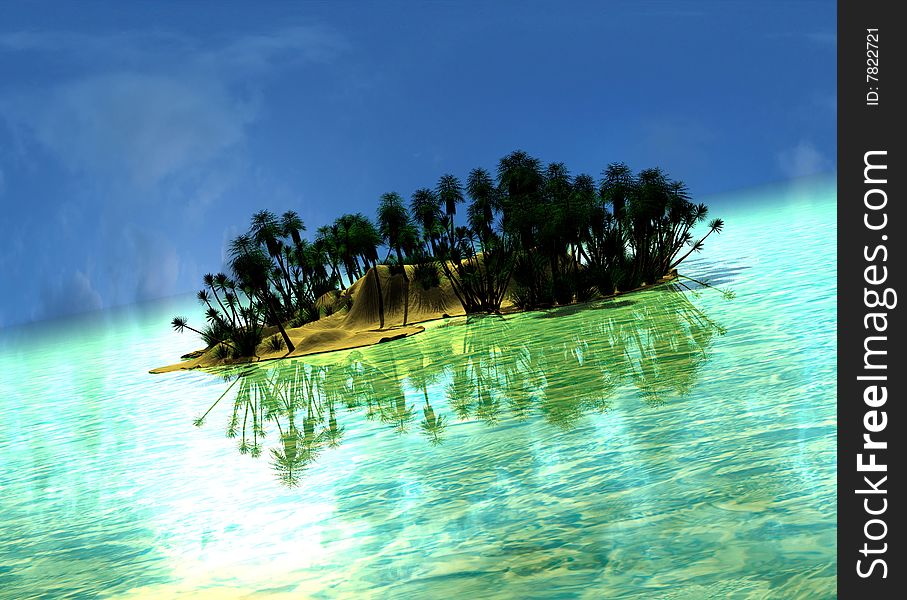 Beautiful tropical island rendered by 3d studio max