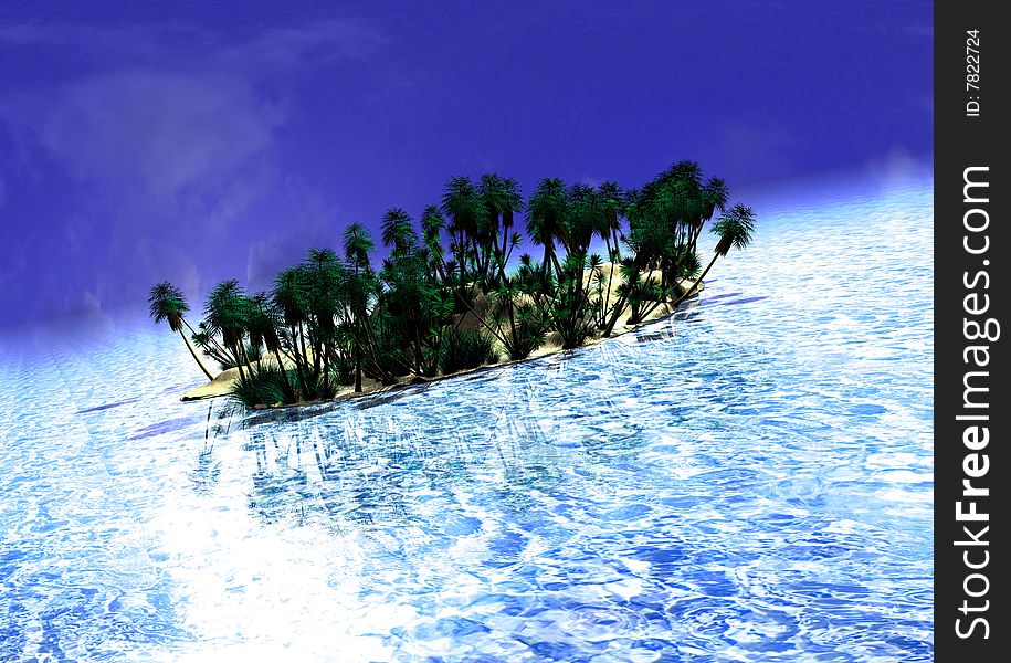 Beautiful tropical island rendered by 3d studio max