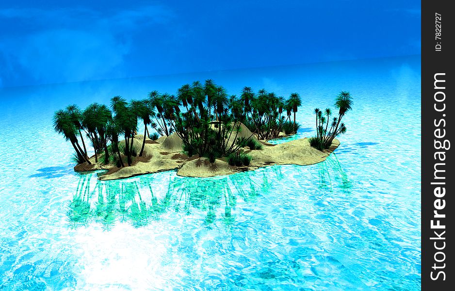 Beautiful tropical island rendered by 3d studio max