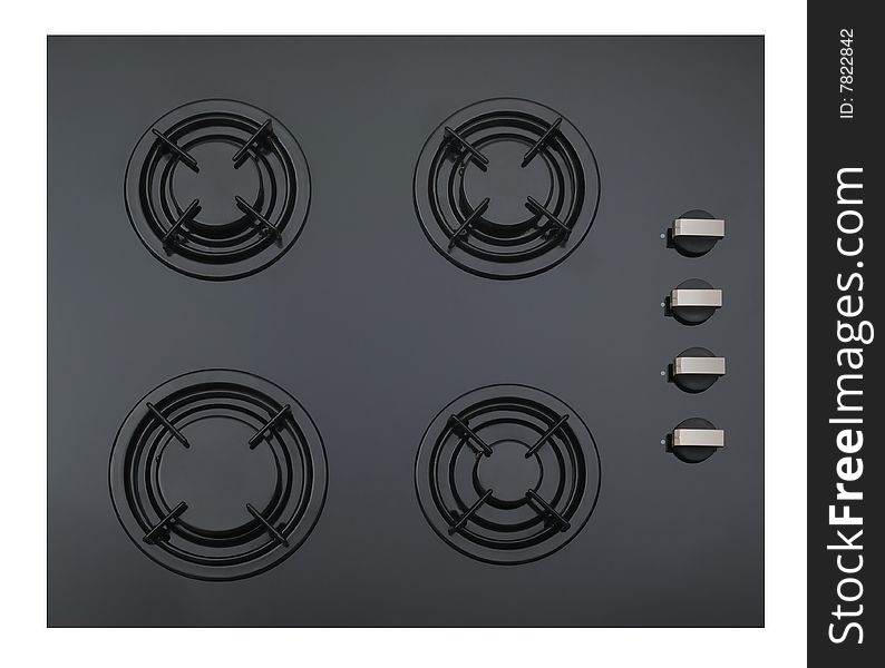 Black glass oven isolated at white