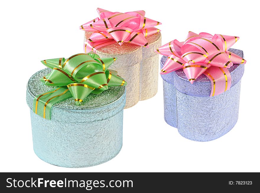 Three jeweller festive packing with clipping path. Three jeweller festive packing with clipping path