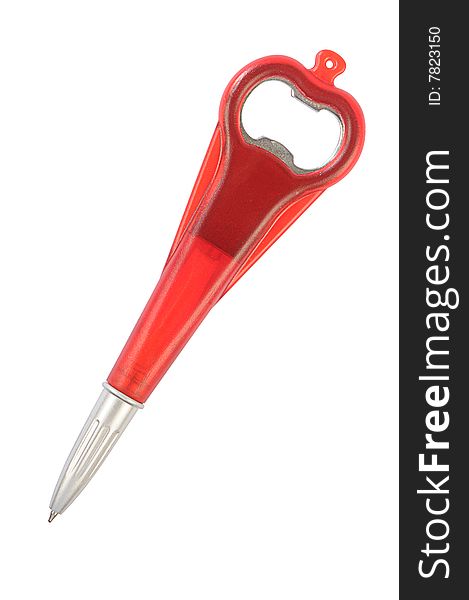 Isolated red pen-bottle with clipping path. Isolated red pen-bottle with clipping path