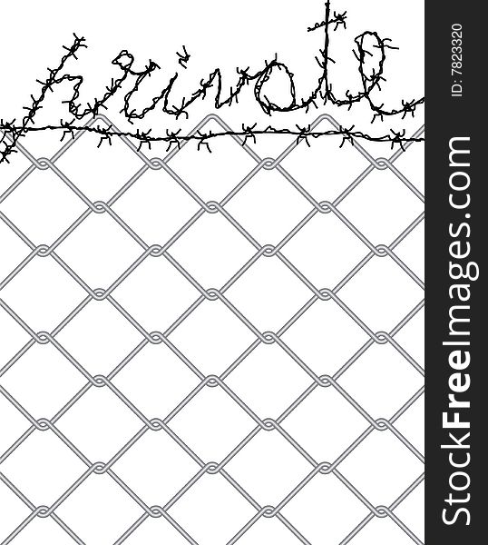 Vector symbolic illustration with barbed wire. Vector symbolic illustration with barbed wire