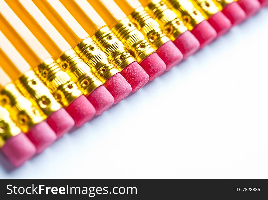 Yellow Pencils With A Rubber On The End