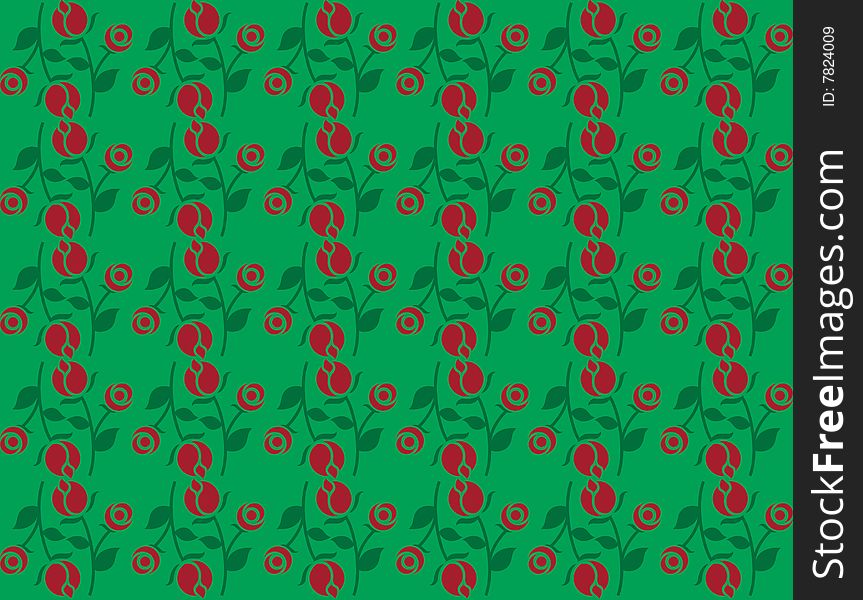 Tiling background graphic with red roses. Tiling background graphic with red roses