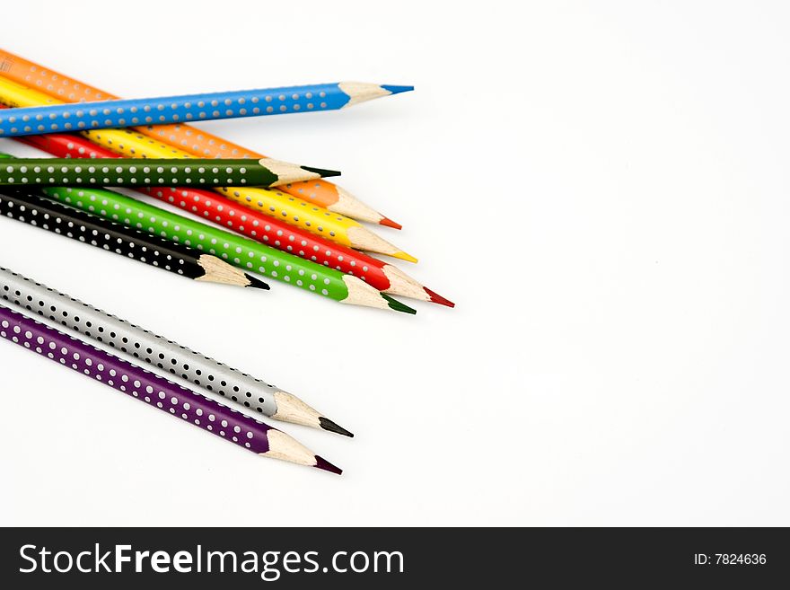 Blue, green, yellow, orange and green colors on white background