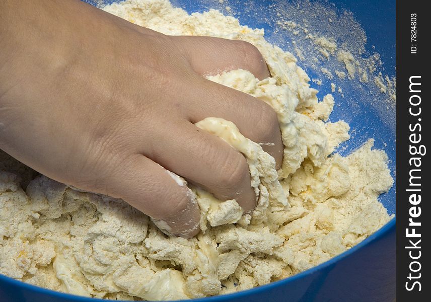 Baking a cake, flour and dough