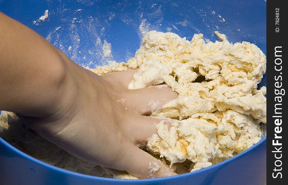 Baking a cake, flour and dough