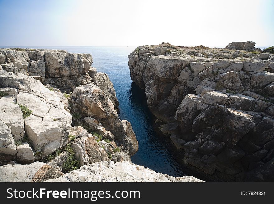 Croatian landscape - view from Locrum Island to open Adriatic sea