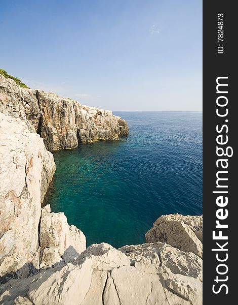 Croatian landscape - view from Locrum Island to open Adriatic sea