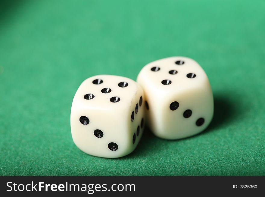 Pair of Dice showing double five. Pair of Dice showing double five