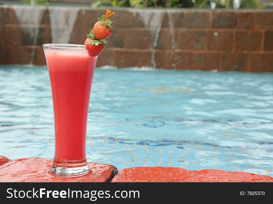 Strawberry juice at pool