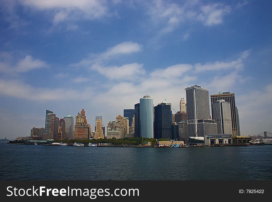 South of Manhattan in New York. It was taken from the Staten island Ferry