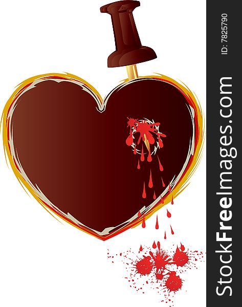 Blood heart  revenge pin white background . Blood heart  revenge pin white background