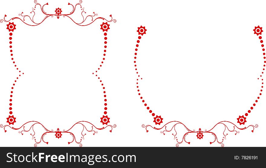 Illustration design of red flower swirls