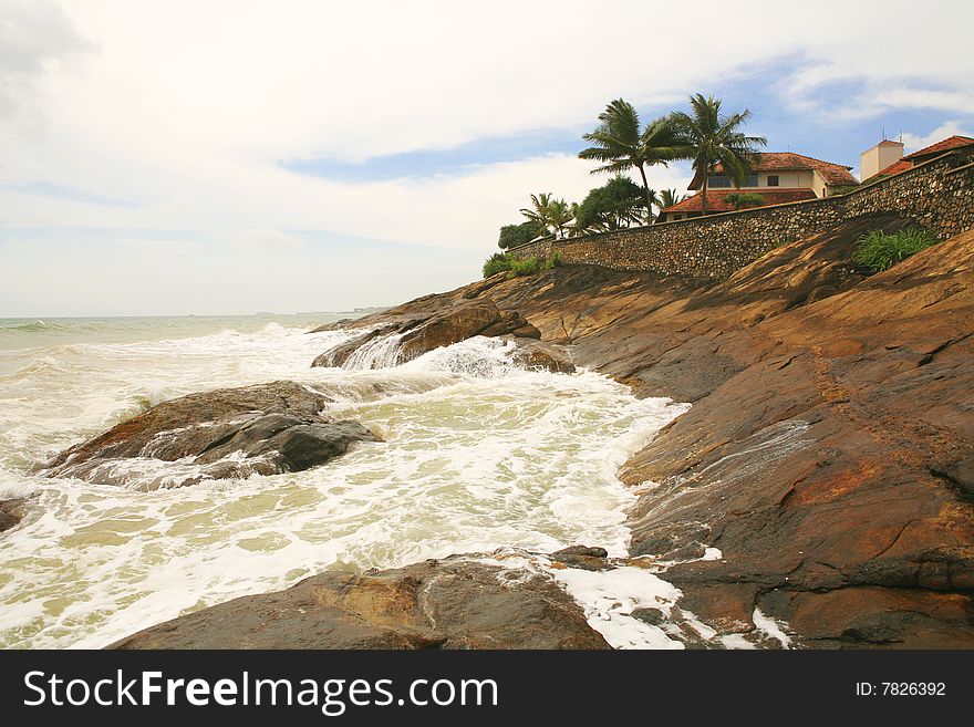 Buildings of tropical beach resort on paradise island