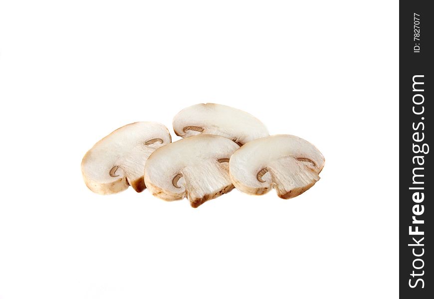 Cut from natural mushroom on white background. Cut from natural mushroom on white background
