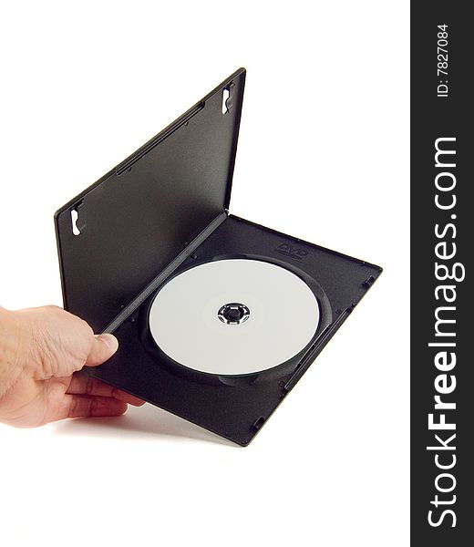 Packing the black colour for CD-disk on white background. Packing the black colour for CD-disk on white background