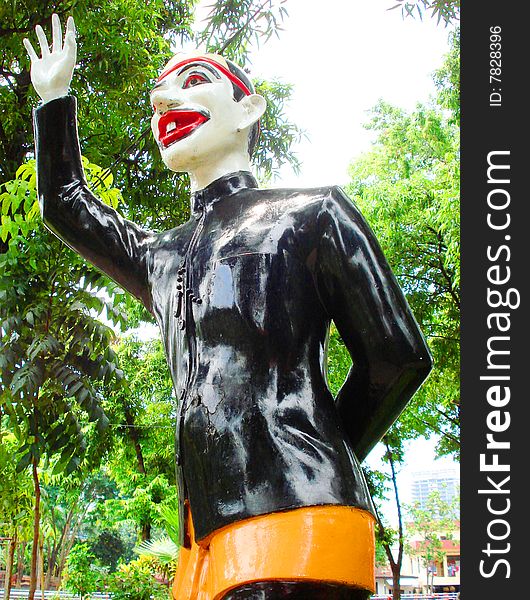 This welcome statue is on of unique figure from Java Island named gareng ,gareng is curious character with friendly attitude although he has very creepy face. This picture taken on December 2008, the picture location is on Songority Park one of Java Island finest Park.