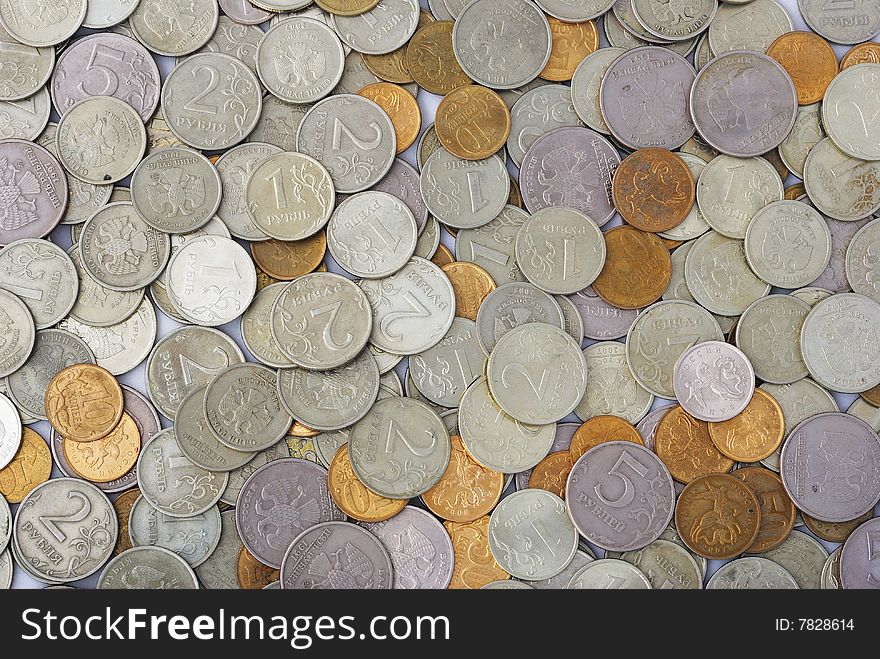 Many Coins on white background. Many Coins on white background