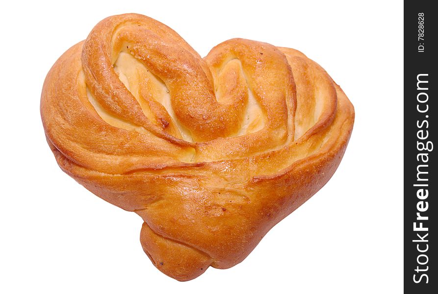 Sweet bun in heart shaped form