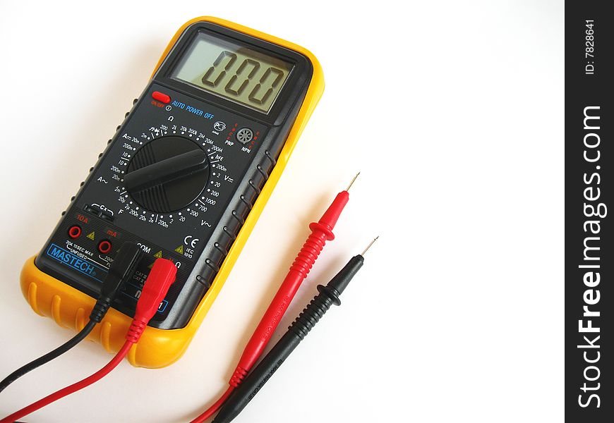 The digital device electrometer with lcd display on the white background