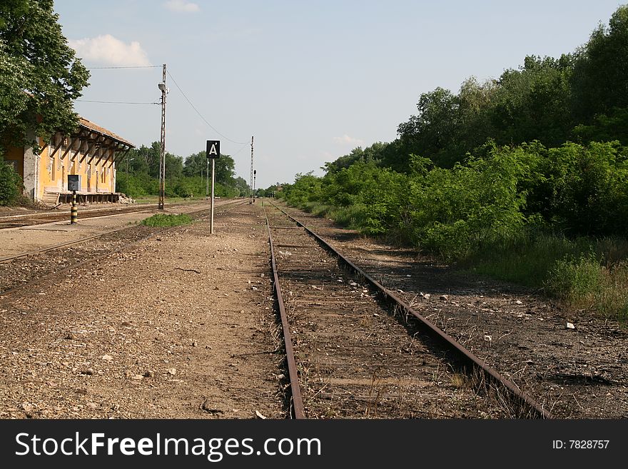 Landscape with tree and rails. Landscape with tree and rails