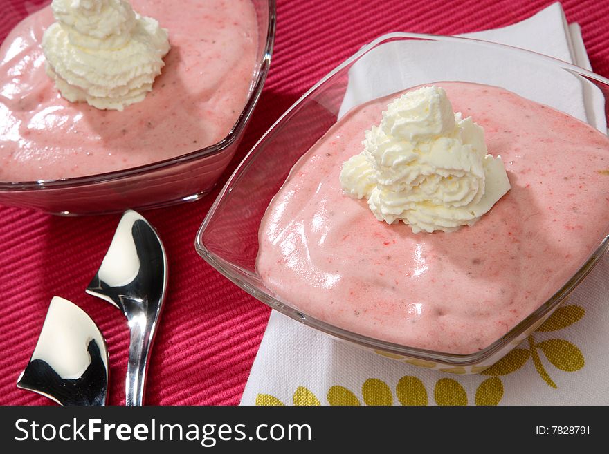 Strawberry cream dessert on plate