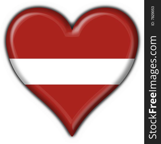 Latvia Button Flag Heart Shape